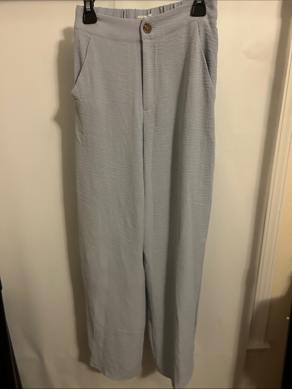 Paper Crane Pale Blue Wide-Leg High-Rise Trousers